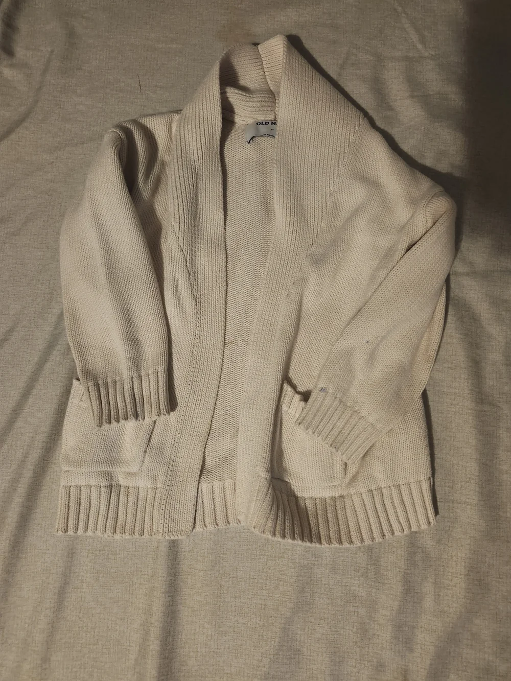 Old Navy Men's Cream Shawl Collar Open-Front Cardigan